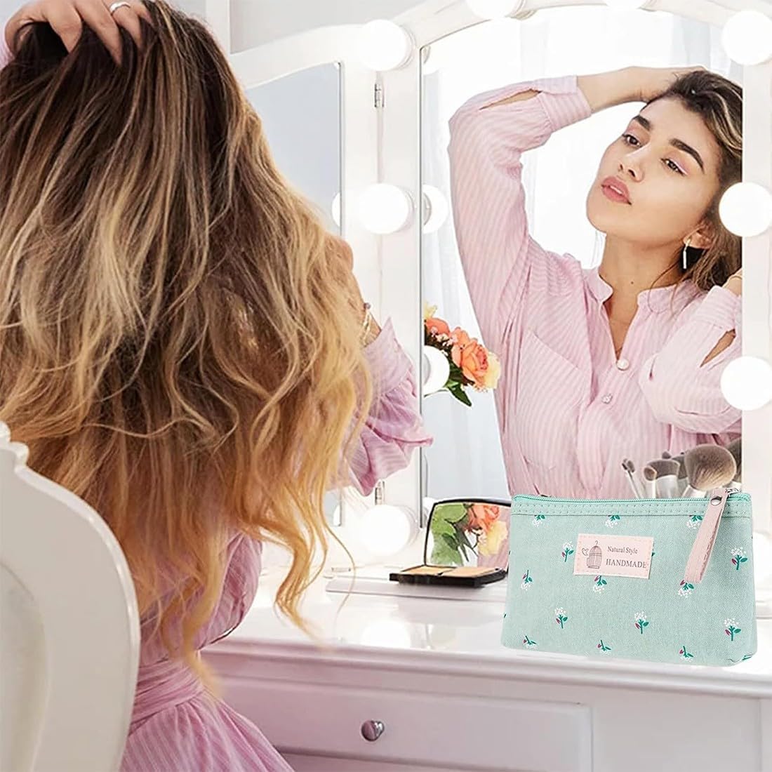 Trousse de maquillage élégante : pochette zippée en tissu pour les voyages, les vacances et le fitness – Image 2