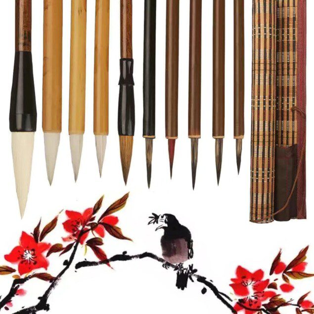 Set de 10 pinceaux de calligraphie chinoise : l’outil idéal pour débutants et étudiants passionnés