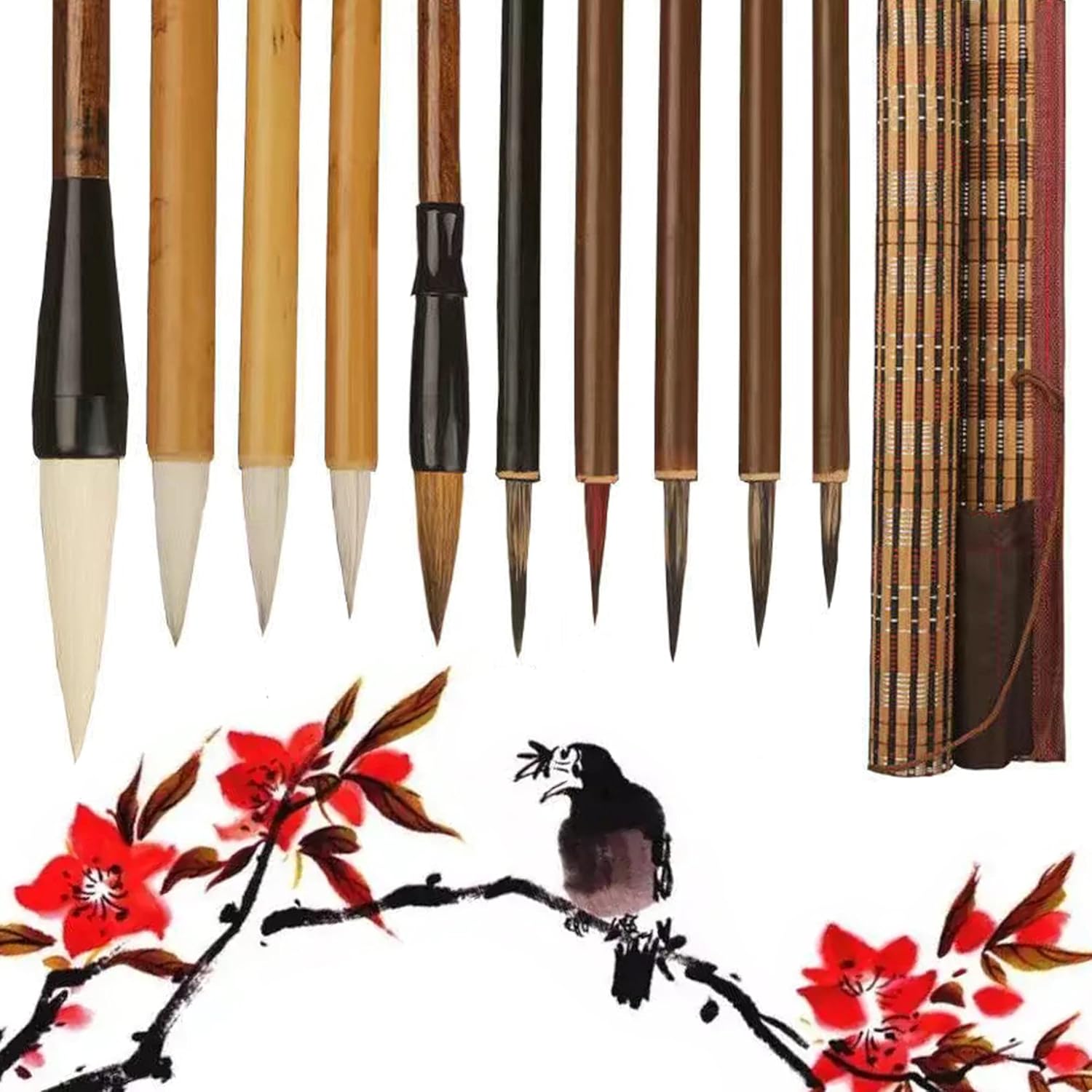 Set de 10 pinceaux de calligraphie chinoise : l’outil idéal pour débutants et étudiants passionnés
