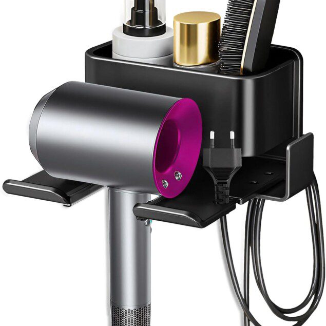 Support de sèche-cheveux mural autocollant : pratique et élégant pour salle de bain et hôtel