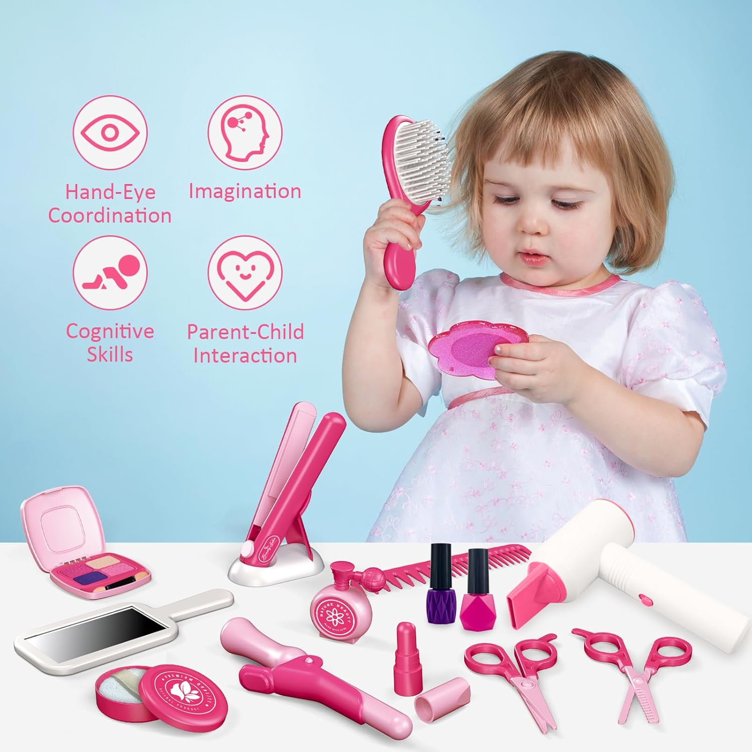 Coiffeur et trousse de beauté pour fille : 55 pièces pour des jeux de rôle créatifs et amusants à partir de 3 ans – Image 4