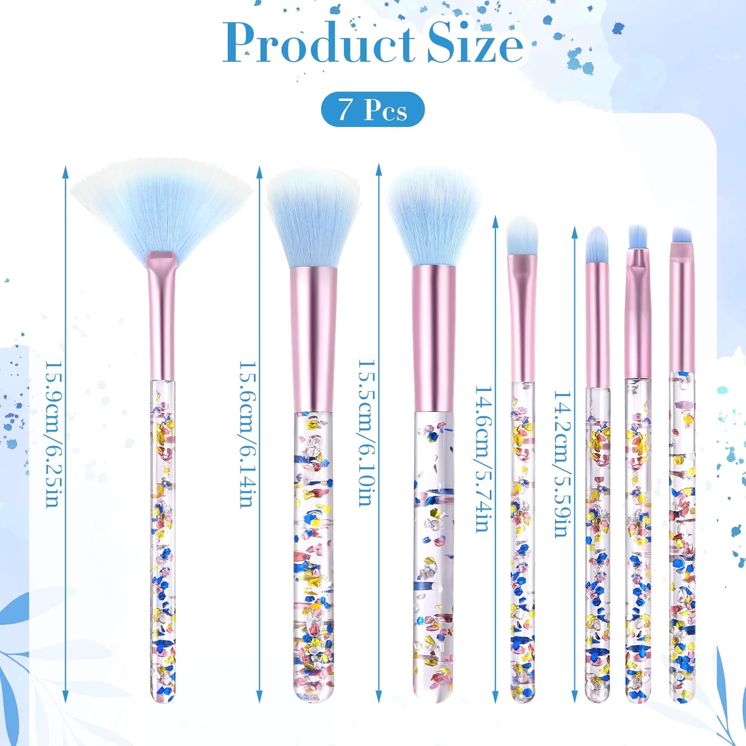 Pinceaux de maquillage en cristal : 7 pièces irrésistibles pour les enfants Transformez l'application de maquillage avec des pinceaux étincelants pour un look parfait – Image 3