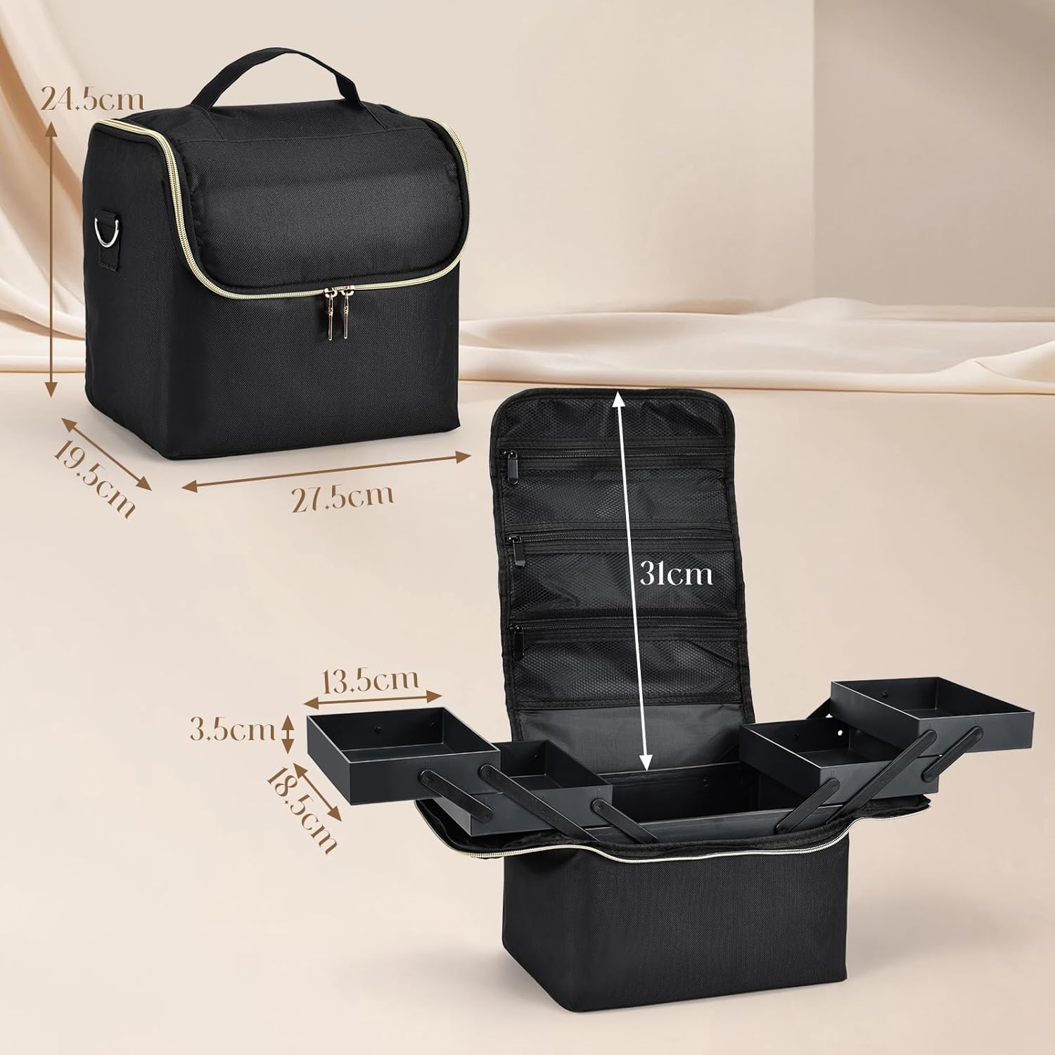 Mallette de maquillage pliable noire : l'accessoire idéal pour les femmes professionnelles en déplacement – Image 5