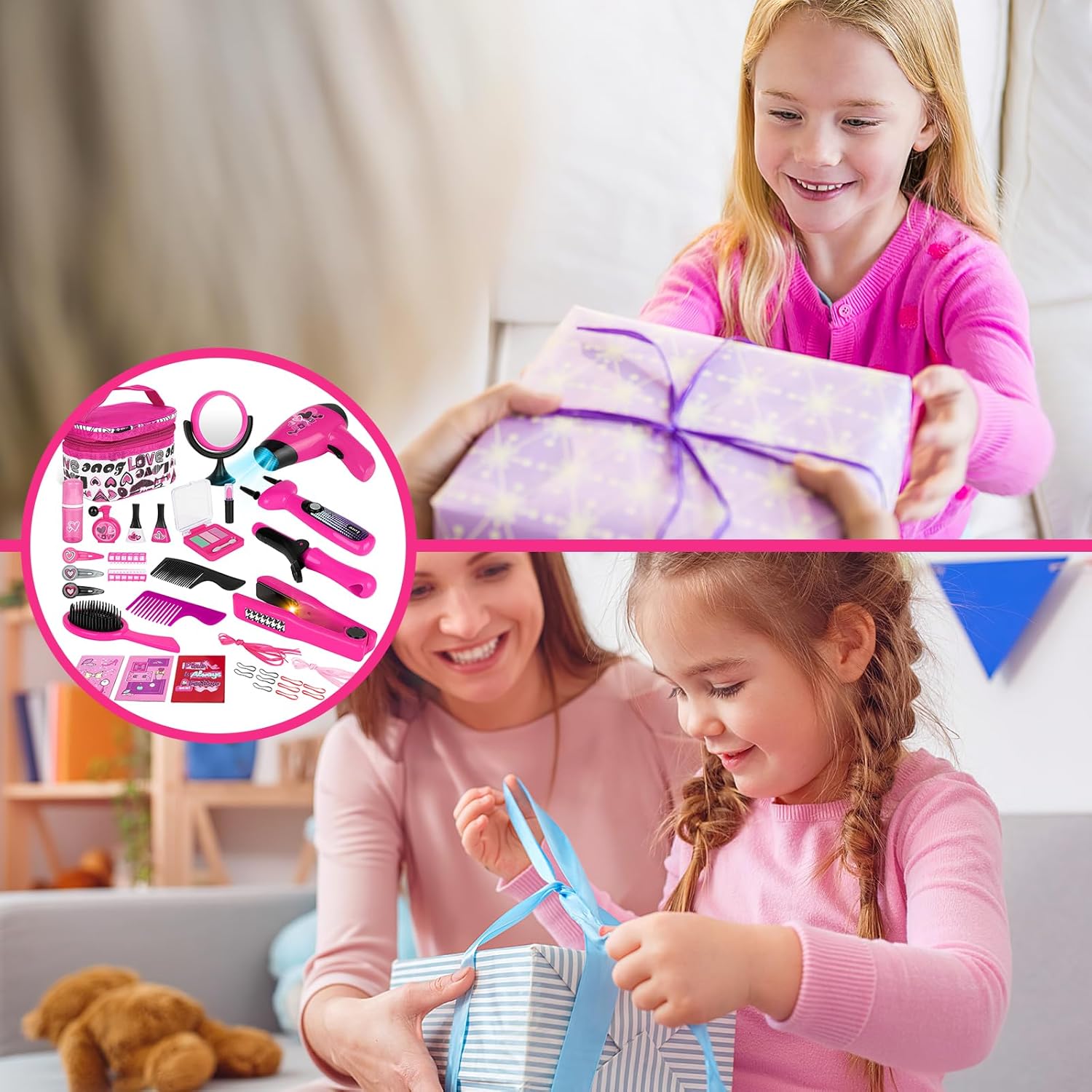 Jeu de beauté et mode : ensemble d'accessoires fashion pour les jeunes créatrices Découvrez le maquillage artificiel, le sèche-cheveux et la machine à tresser pour des looks éblouissants ! – Image 6
