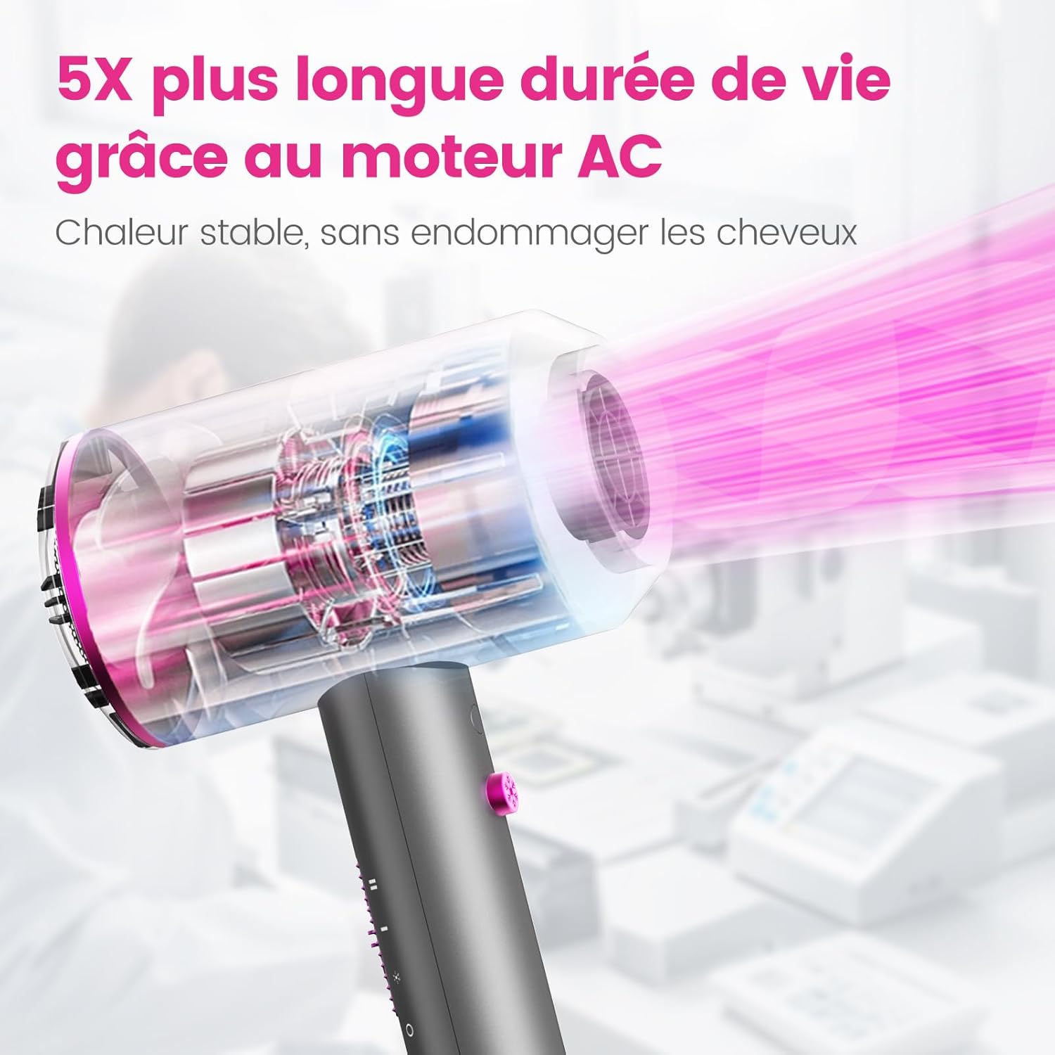 Sèche-cheveux professionnel ionique : séchage rapide et protection thermique pour famille et salon de coiffure – Image 3