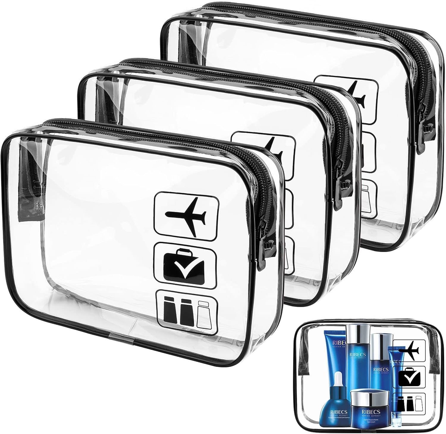 3 pièces trousse de toilette transparente : l'organisateur idéal pour hommes, femmes et enfants en voyage