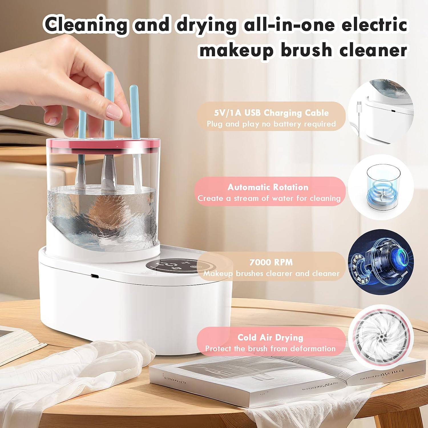 Nettoyeur de pinceaux de maquillage 2 en 1 : un nettoyage automatique pour les passionnées de beauté – Image 5