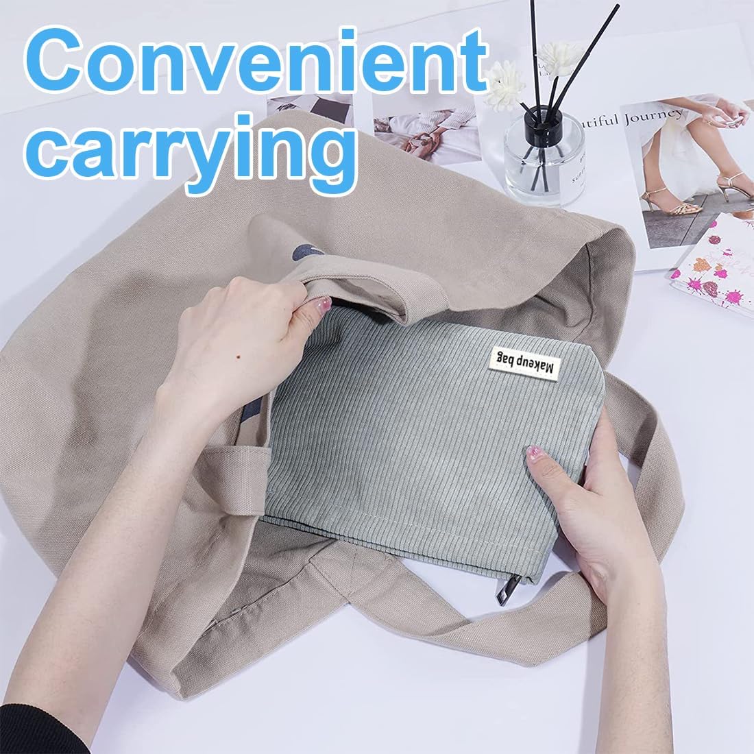 Petite pochette maquillage multifonctionnelle : l’accessoire idéal pour les femmes en voyage Optez pour un sac à cosmétiques à glissière élégant et imperméable pour un quotidien organisé – Image 5