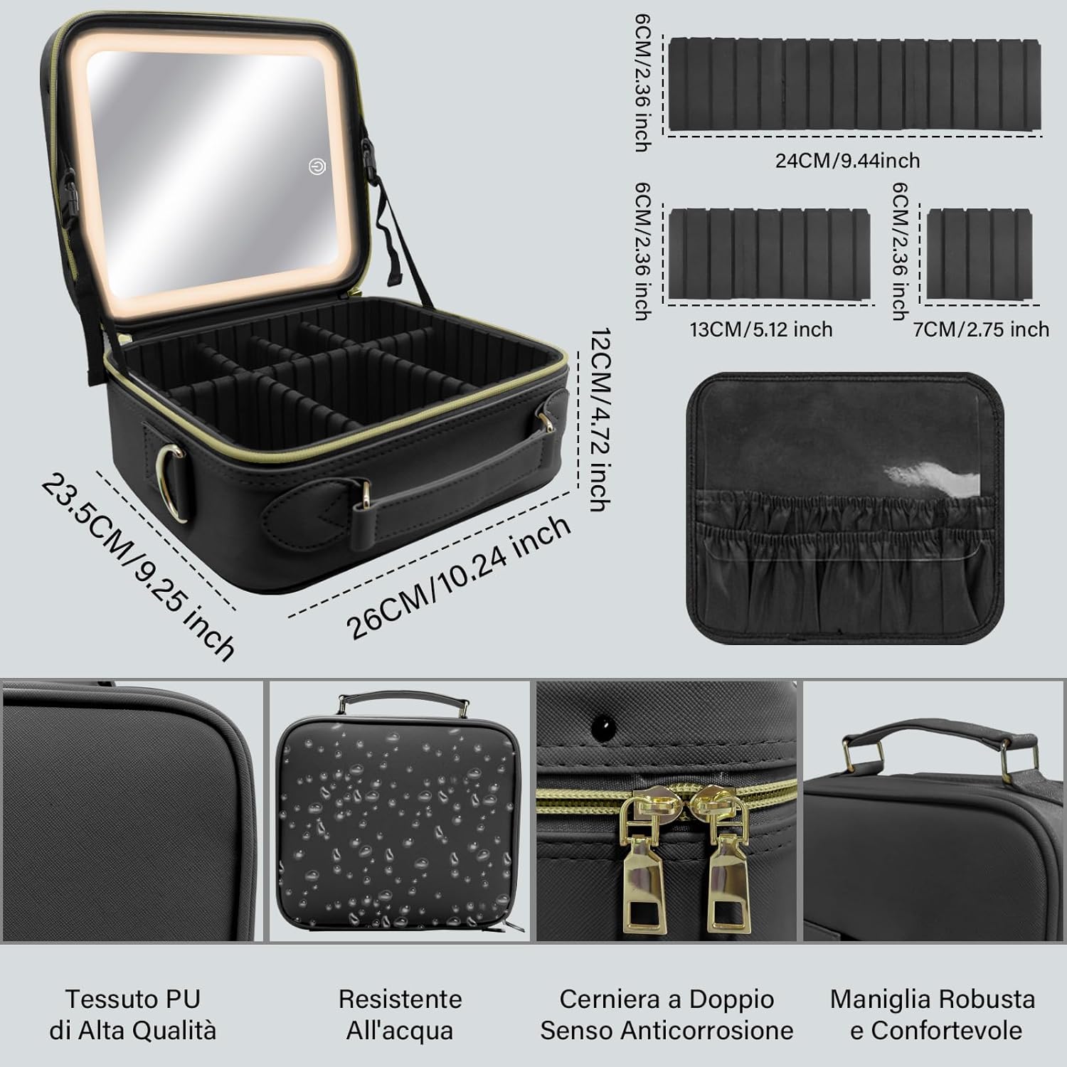 Trousse de maquillage professionnelle avec miroir LED : l'organisateur cosmétique idéal pour les femmes en déplacement – Image 4