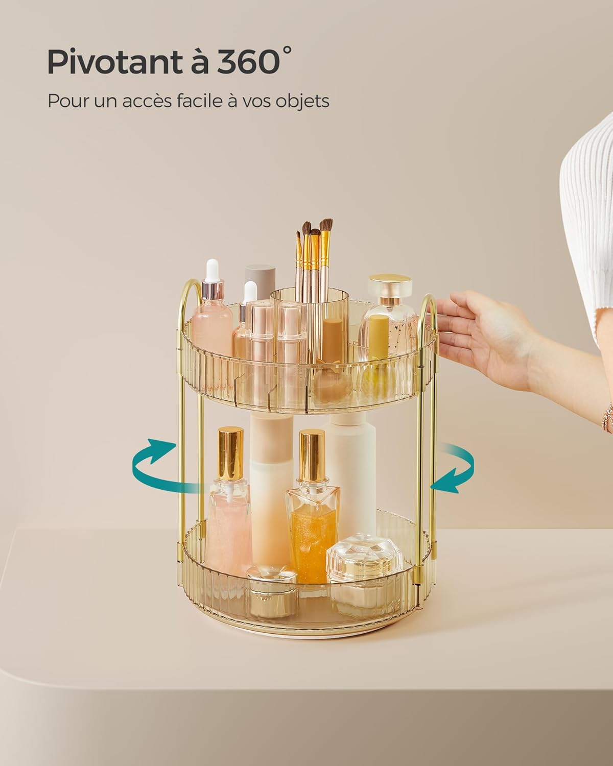 Organisateur de maquillage rotatif : le rangement idéal pour une salle de bain élégante et pratique – Image 3
