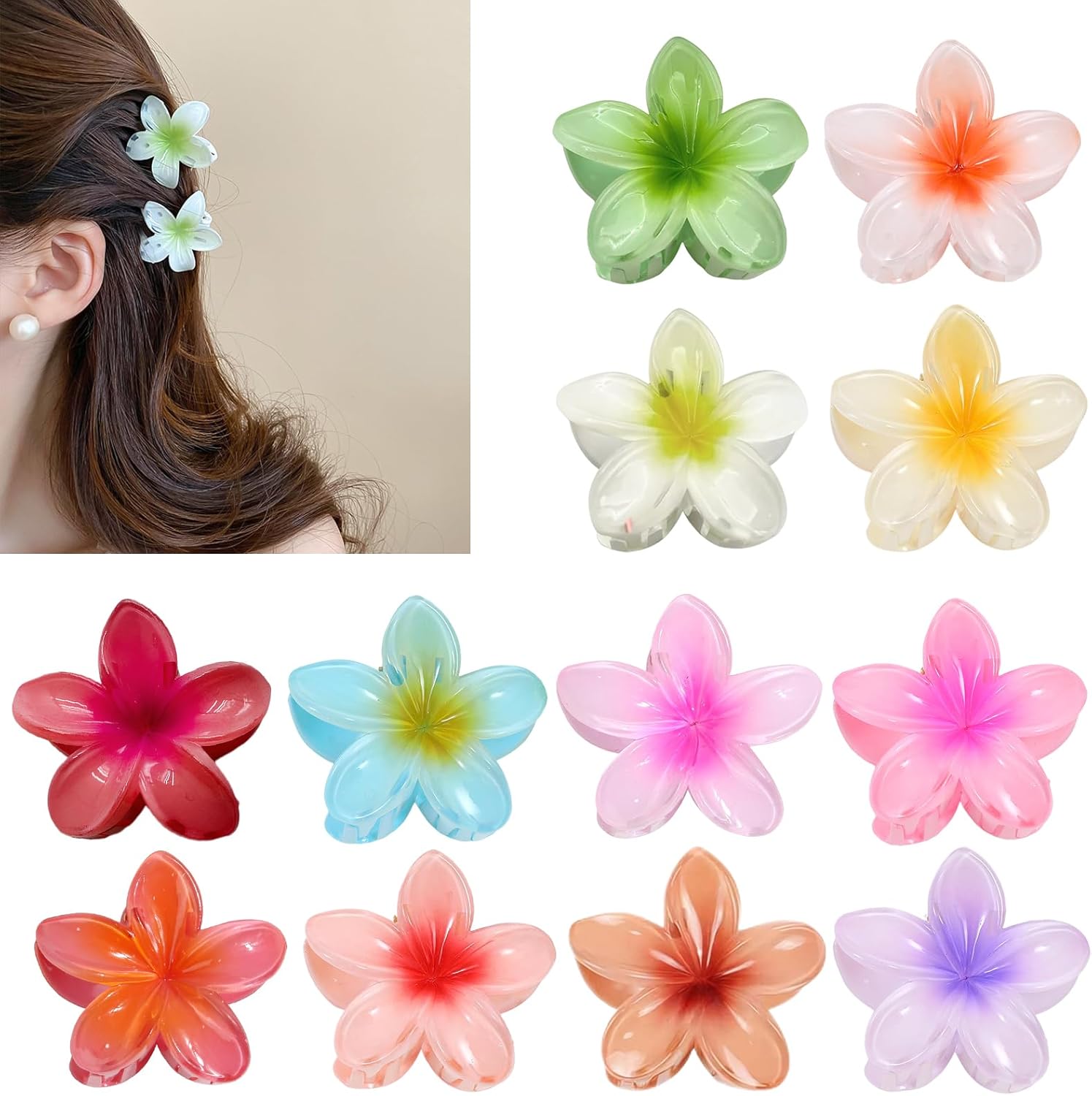 Pince à cheveux fleur : 12 pièces antidérapantes pour un maintien parfait   Décorez vos coiffures avec ces petites pinces à griffes fleuries, spécialement conçues pour les femmes à la recherche d'élégance et de confort au quotidien.