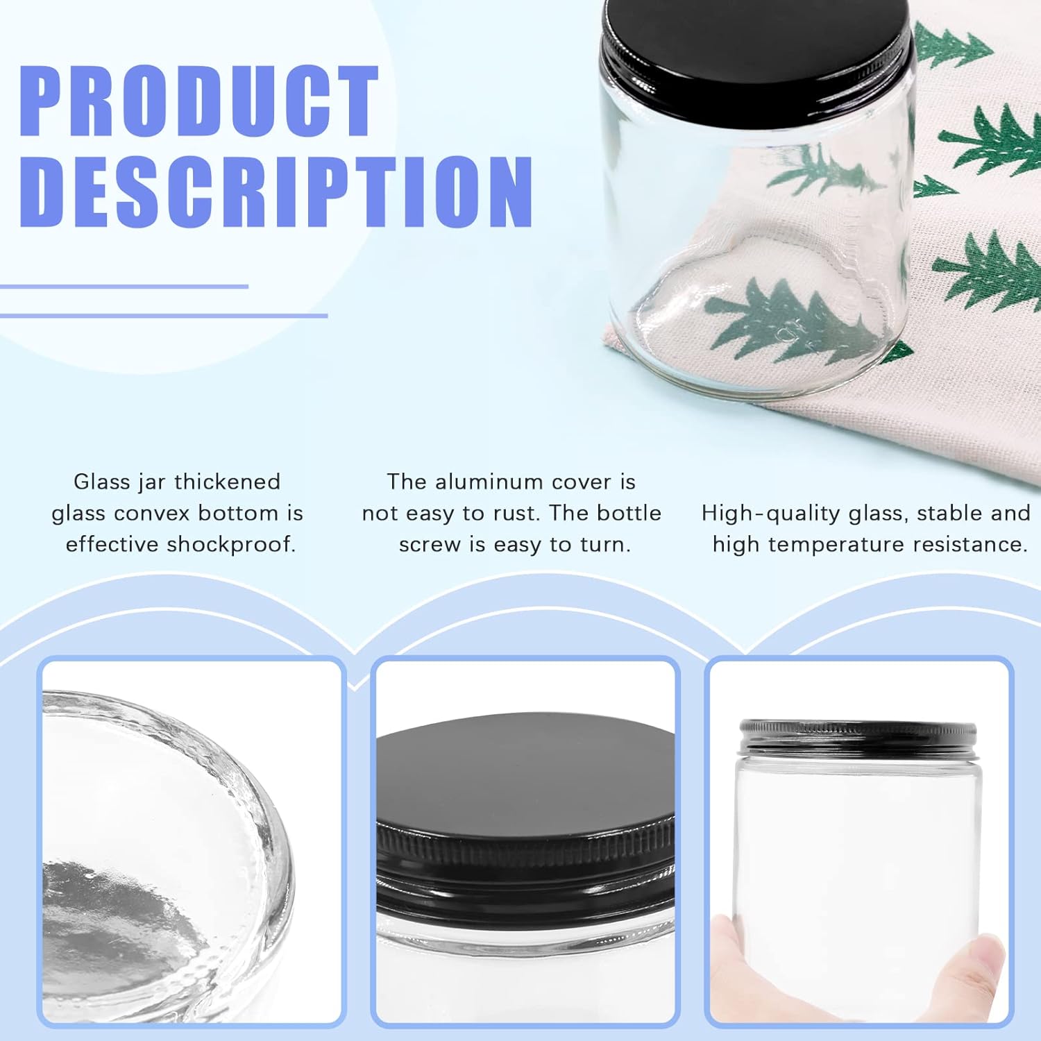 Bocaux ronds en verre transparent : idéal pour le rangement esthétique des cosmétiques et produits de beauté – Image 6