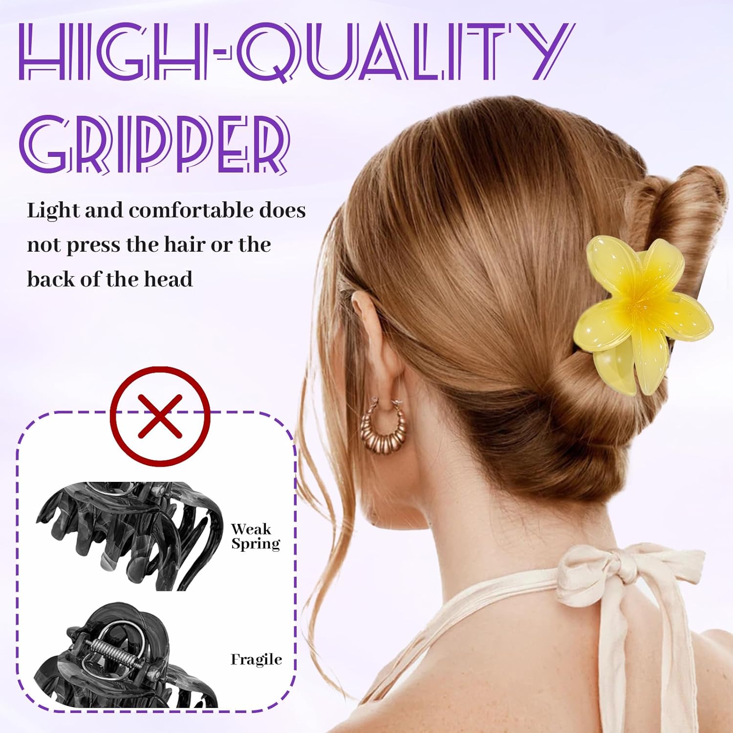 Grandes pinces à cheveux hawaïennes : le lot idéal pour femmes avec cheveux épais Accessoires de coiffure antidérapants aux fleurs colorées pour un look chic et tendance – Image 4