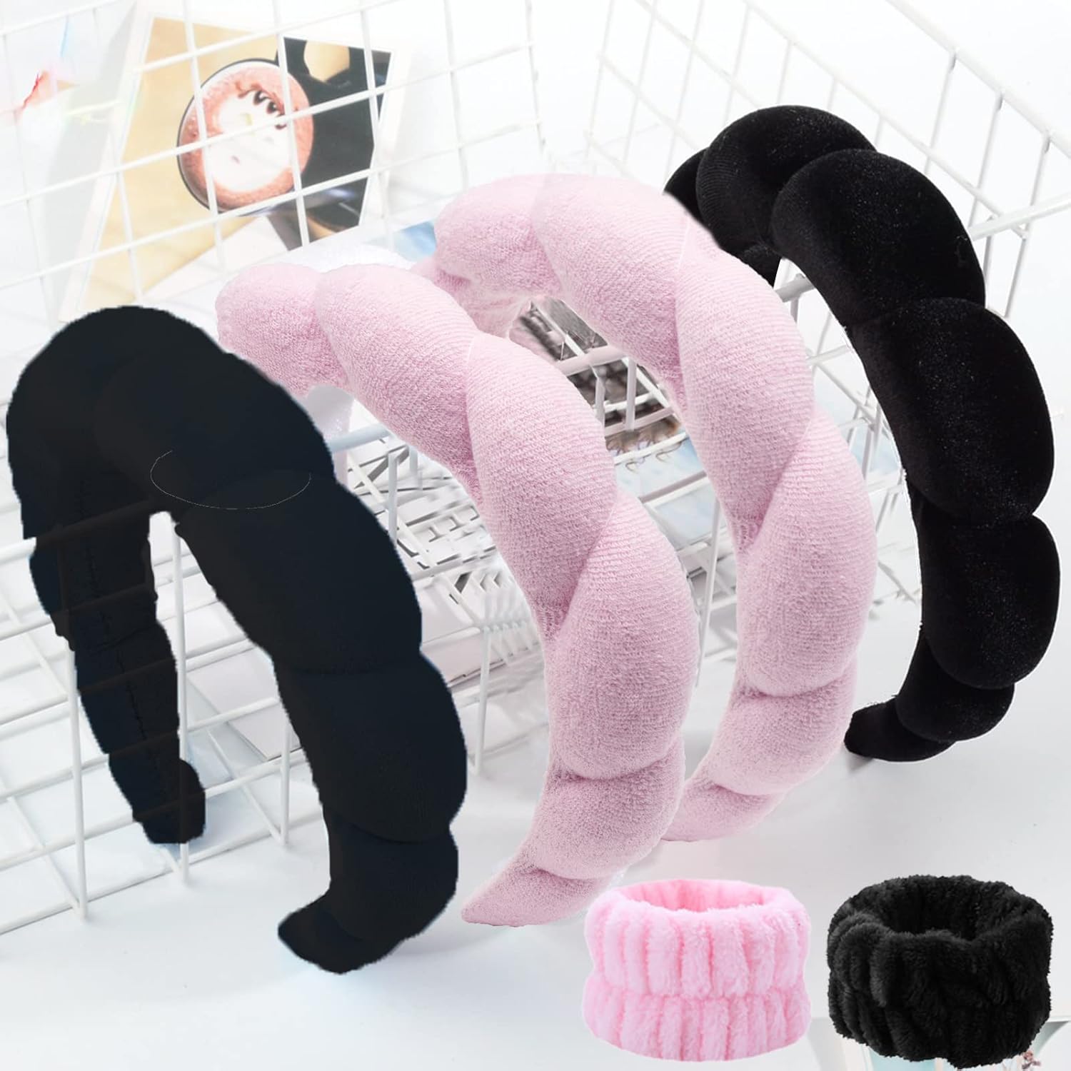 Bracelets de lavage en microfibre : bandeau spa élégant pour femmes, idéal pour un soin du visage sans éclaboussures – Image 5