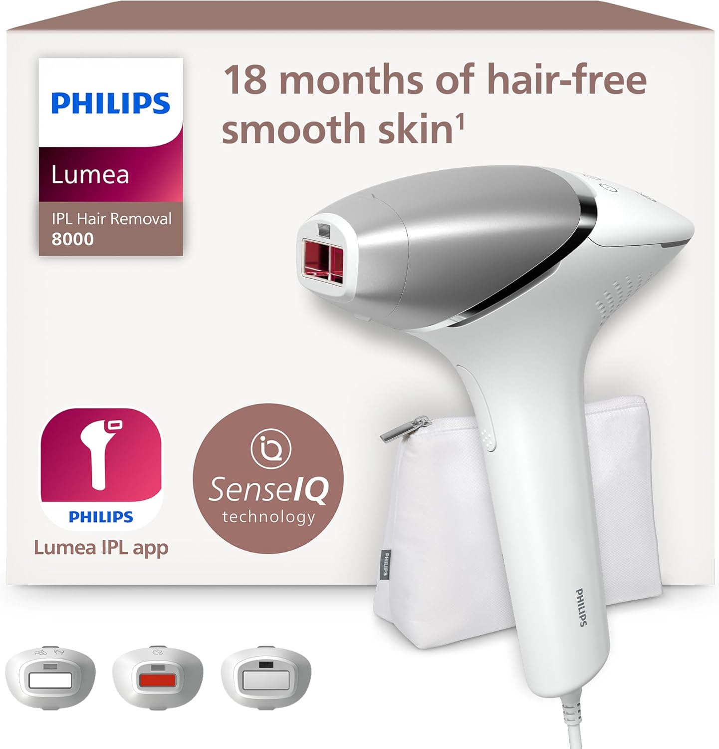 Épilateur à Lumière Pulsée Philips Lumea 8000  
Technologie SenseIQ Pour Un Confort Optimal