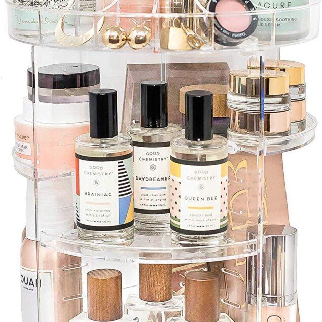 Organisateur de maquillage acrylique : rangement rotatif 360° pour les passionnées de beauté