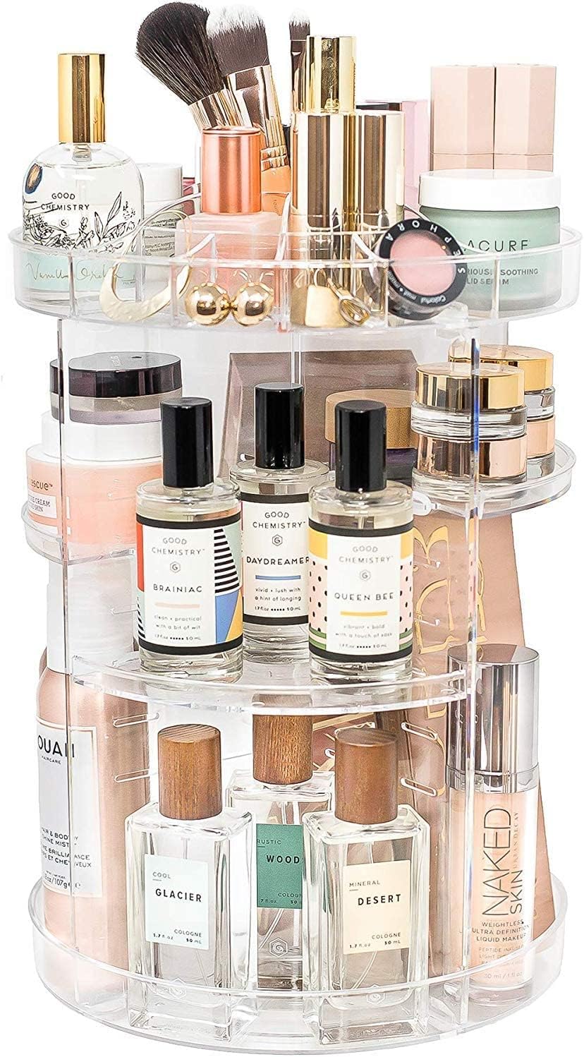 Organisateur de maquillage acrylique : rangement rotatif 360° pour les passionnées de beauté