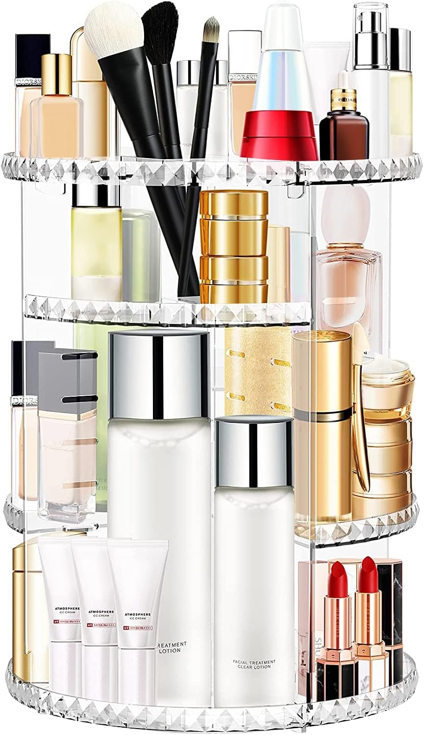 Organiseur de maquillage rotatif à 360° : l'allié parfait pour les passionnées de beauté Découvrez un organisateur de beauté élégant en cristal, conçu pour optimiser le rangement de vos cosmétiques et parfums tout en ajoutant une touche de sophistication à votre espace.
