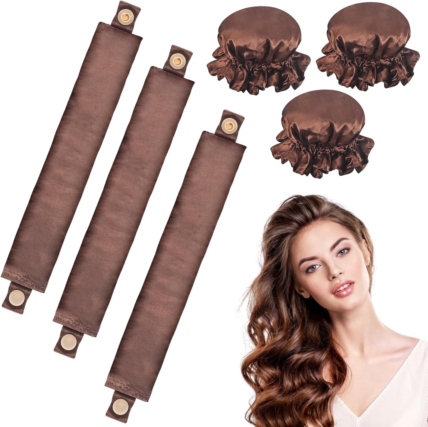 Fer à friser sans chaleur : ensemble 3 pièces idéal pour des boucles élégantes en toute sécurité   Parfait pour les cheveux longs, mi-longs et courts, ce fer à friser en soie vous permet de créer de magnifiques boucles tout en préservant la santé de vos cheveux, même pendant votre sommeil.