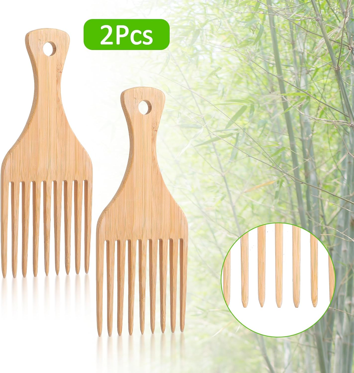 Peignes afro en bambou naturel : le duo idéal pour sublimer vos cheveux bouclés – Image 4