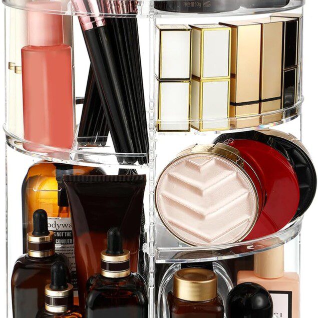 Organisateur maquillage transparent rotatif 360° : le rangement idéal pour coiffeurs et passionnés de cosmétique
