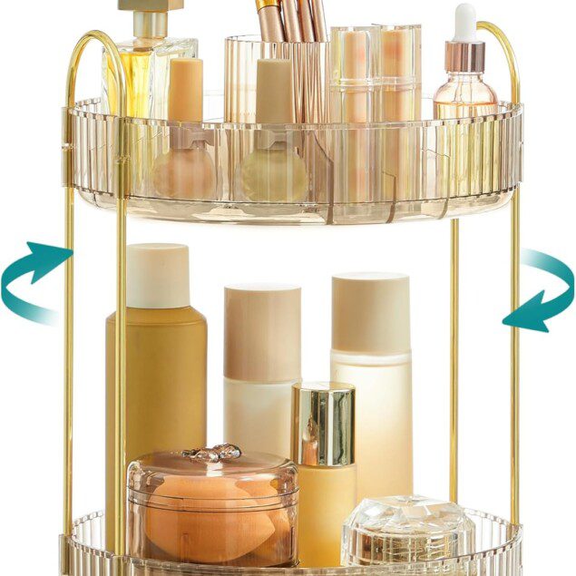 Organisateur de maquillage rotatif : le rangement idéal pour une salle de bain élégante et pratique