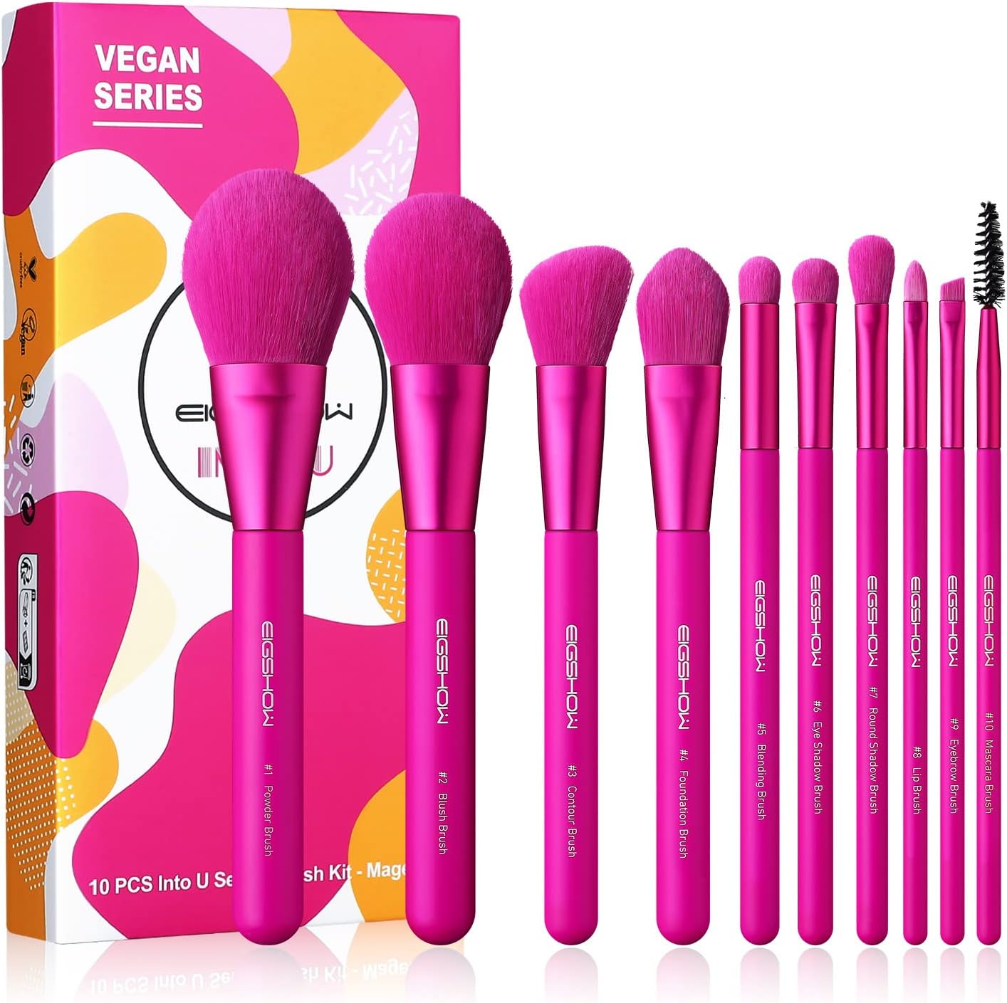 Set de pinceaux de maquillage pour un teint parfait : 10 accessoires en nanofibres pour estomper fond de teint, poudre et contours avec élégance