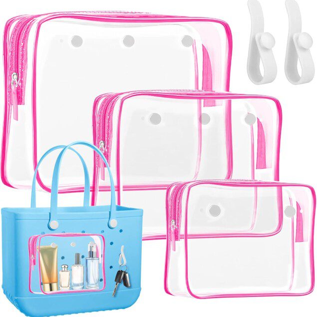 Pochettes intérieures transparentes : lot de 2 crochets d'insertion pour un rangement moderne et pratique des cosmétiques en voyage