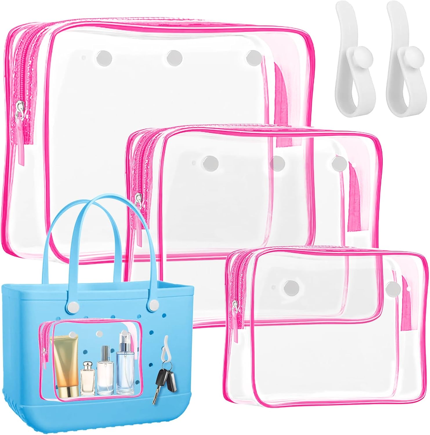 Pochettes intérieures transparentes : lot de 2 crochets d'insertion pour un rangement moderne et pratique des cosmétiques en voyage