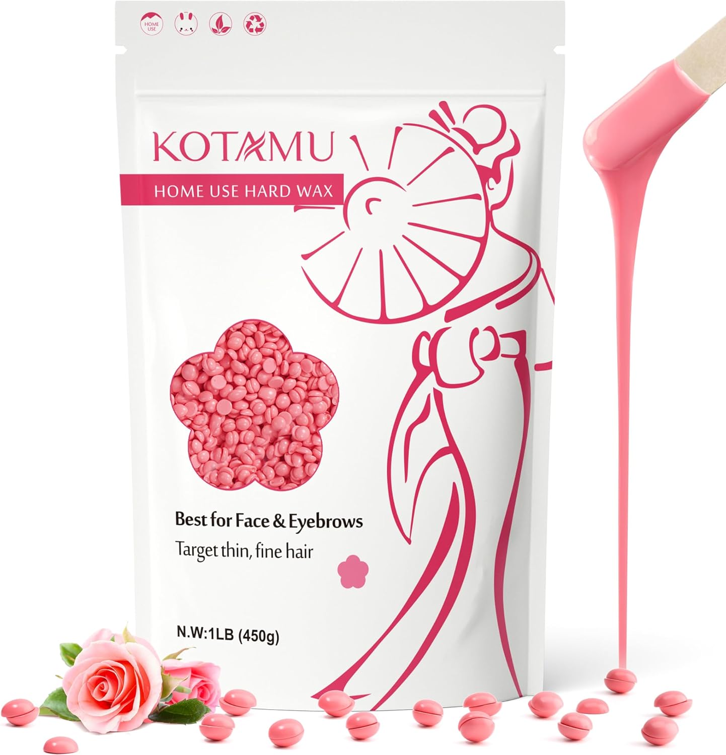 Épilation à domicile : bille de cire rose KOTAMU pour peaux sensibles et poils fins Découvrez la solution idéale pour une épilation douce et efficace du visage, du menton et de la zone bikini avec notre bille de cire spécialement conçue pour les peaux sensibles. Obtenez une peau lisse et soyeuse, tout en profitant du confort de votre maison.