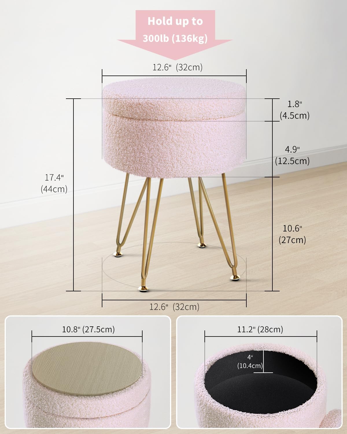 Tabouret de rangement élégant : le compagnon idéal pour les coiffeuses et les espaces modernes – Image 2