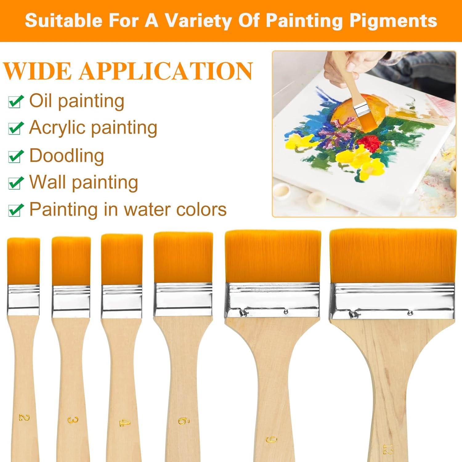 Pinceaux plats de peinture pour artistes : 12 pièces pour des créations éclatantes – Image 5