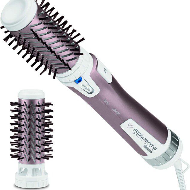 Brosse rotative à air chaud : un soin parfait pour vos cheveux avec poils naturels et kératine de cachemire   Découvrez la brosse rotative à air chaud idéale pour les femmes en quête d'une coiffure impeccable tout en protégeant leurs cheveux grâce à son enduit de kératine de cachemire. Inclus : 2 accessoires pour une expérience de coiffage complète et personnalisée.