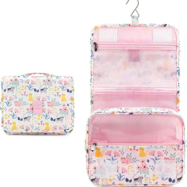Trousse de toilette imperméable pliable : le compagnon idéal pour le maquillage des femmes, filles et enfants en voyage