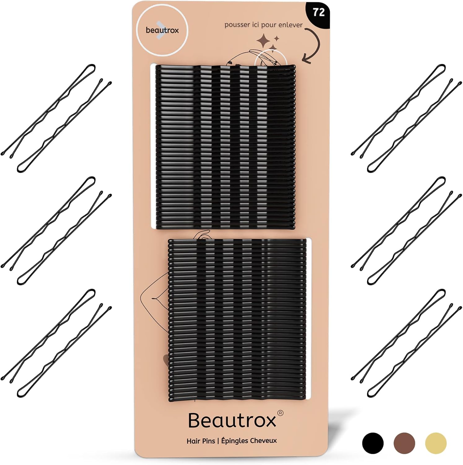 Épingle à cheveux pour femme : 72 pièces noires de 5,5 cm pour un maintien élégant de toutes les coiffures