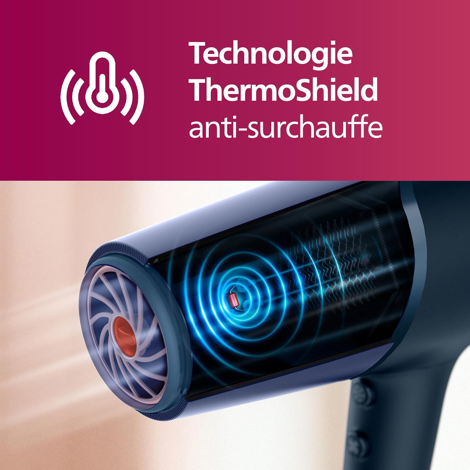 Sèche-cheveux ionique Philips 5000 Series : performance optimale pour un coiffage parfait Découvrez la technologie ThermoShield pour protéger vos cheveux tout en les stylisant – Image 2