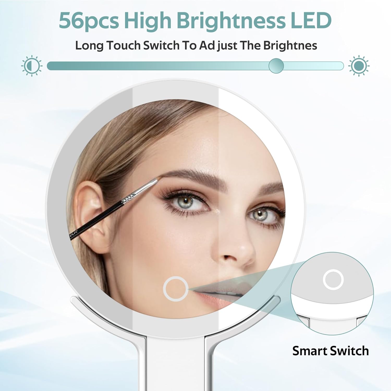 Miroir grossissant lumineux pour un maquillage parfait : double face 10x/1x avec éclairage et 3 couleurs, idéal pour la coiffeuse et le voyage – Image 4