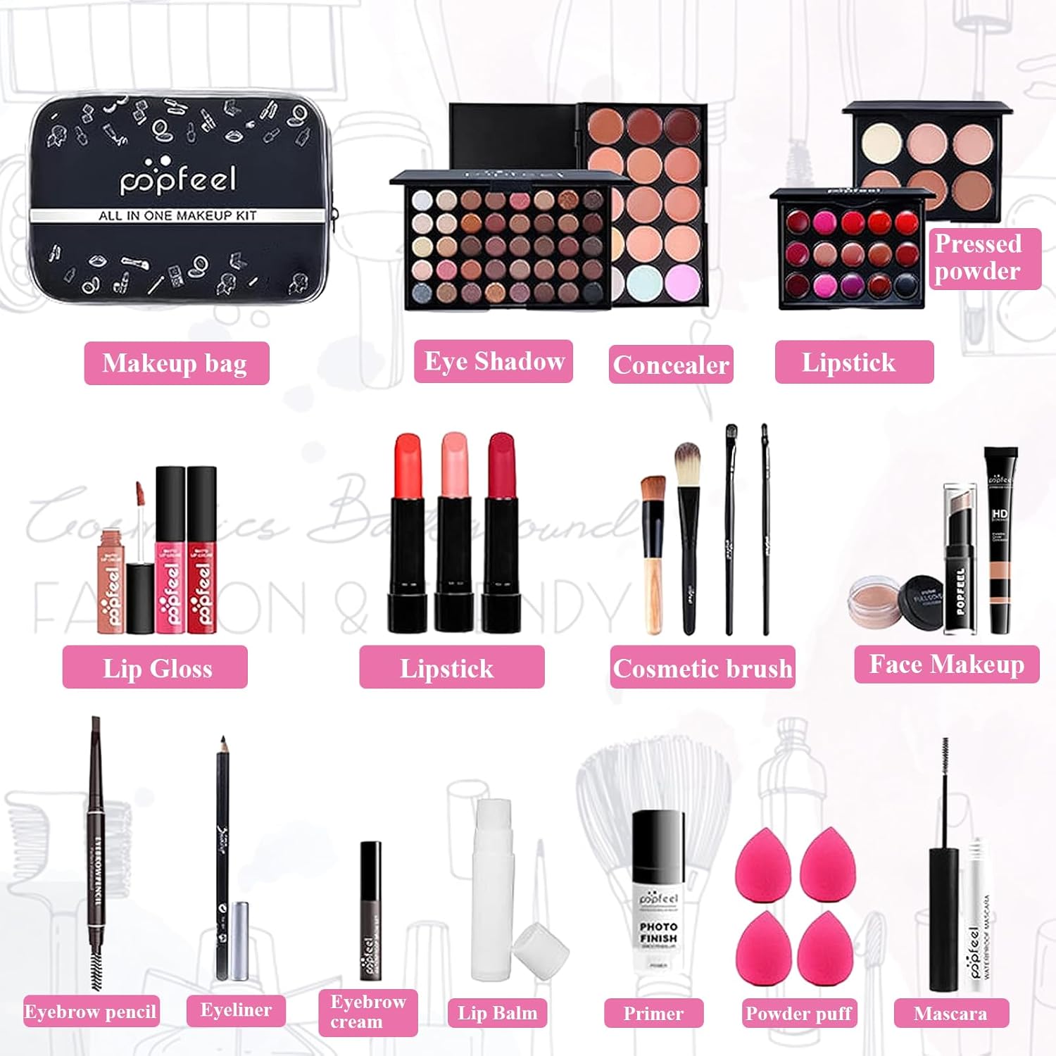 Ensemble cadeau de maquillage tout en un : 30 pièces pour un look éblouissant, idéal pour les femmes et les filles – Image 2
