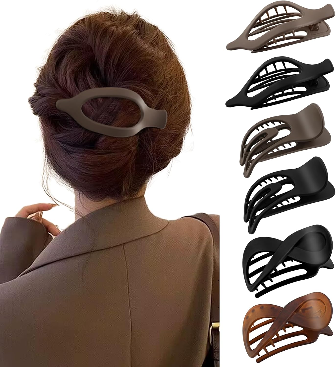 Pinces à cheveux 6 pcs françaises pour dames : tenue forte et antidérapante, idéales pour tous types de cheveux