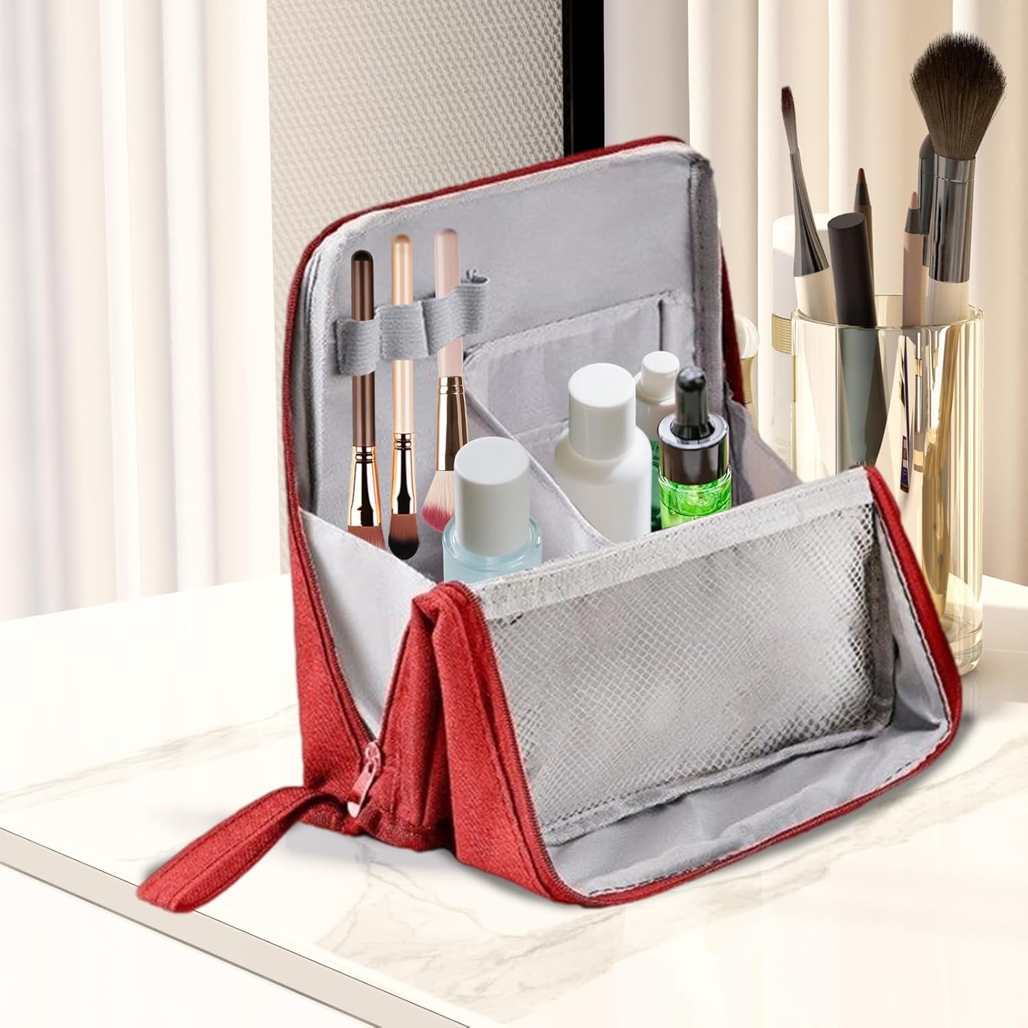 Sac de toilette format voyage : grande capacité imperméable pour le maquillage et les accessoires de beauté – Image 8