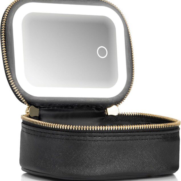 Petite trousse de maquillage de voyage : l'organiseur idéal pour les femmes en déplacement avec miroir et lumière réglable