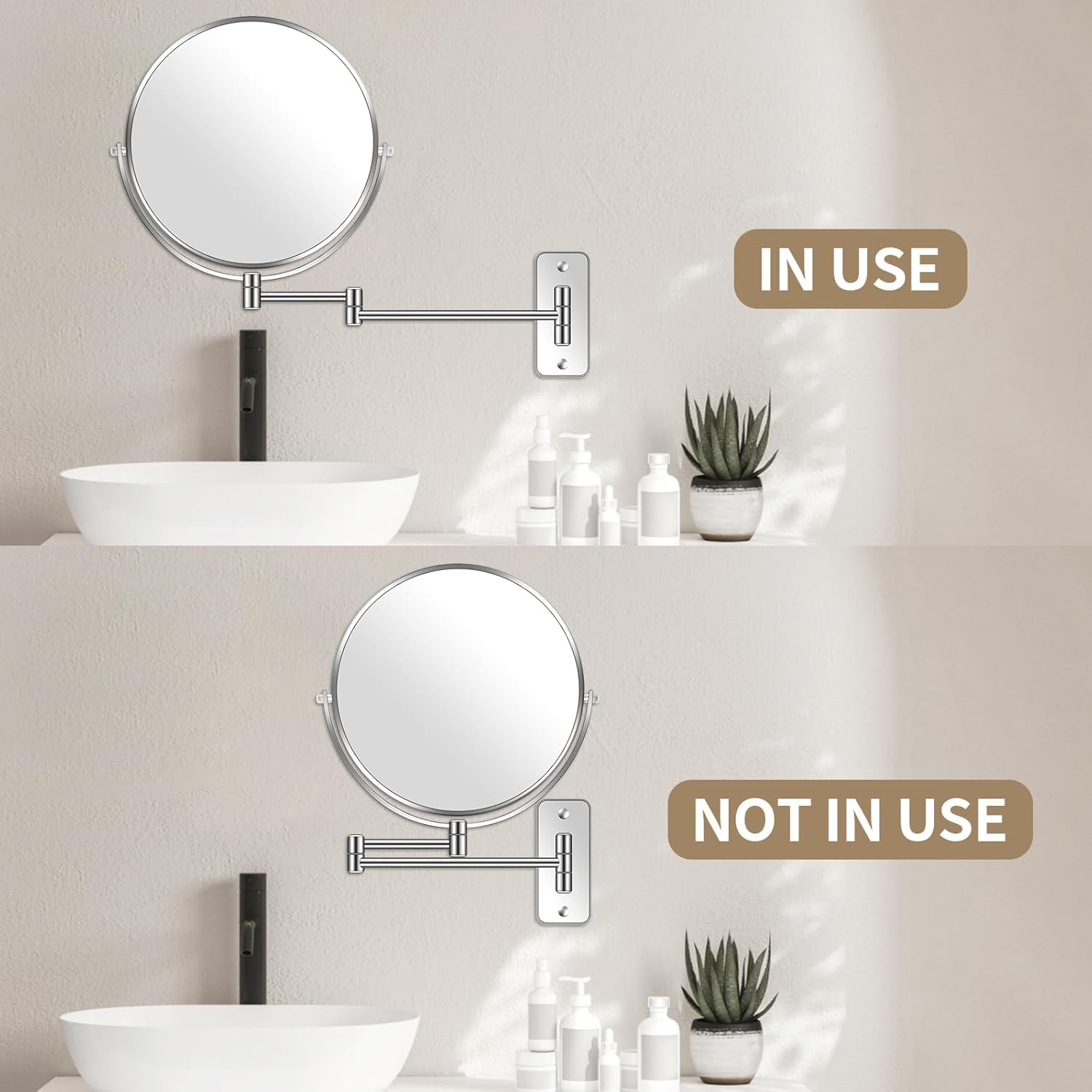 Miroir de maquillage mural : l'accessoire essentiel pour hommes et femmes Profitez d'une vue parfaite grâce à son grossissement 1X/7X et à son design pivotant à 360° – Image 4