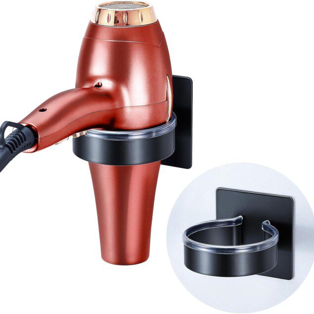 Support de sèche-cheveux mural en acier inoxydable : rangement pratique pour salle de bain, chambre à coucher et salon de coiffure
