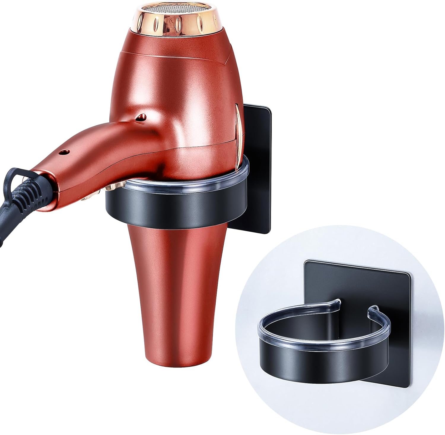 Support de sèche-cheveux mural en acier inoxydable : rangement pratique pour salle de bain, chambre à coucher et salon de coiffure