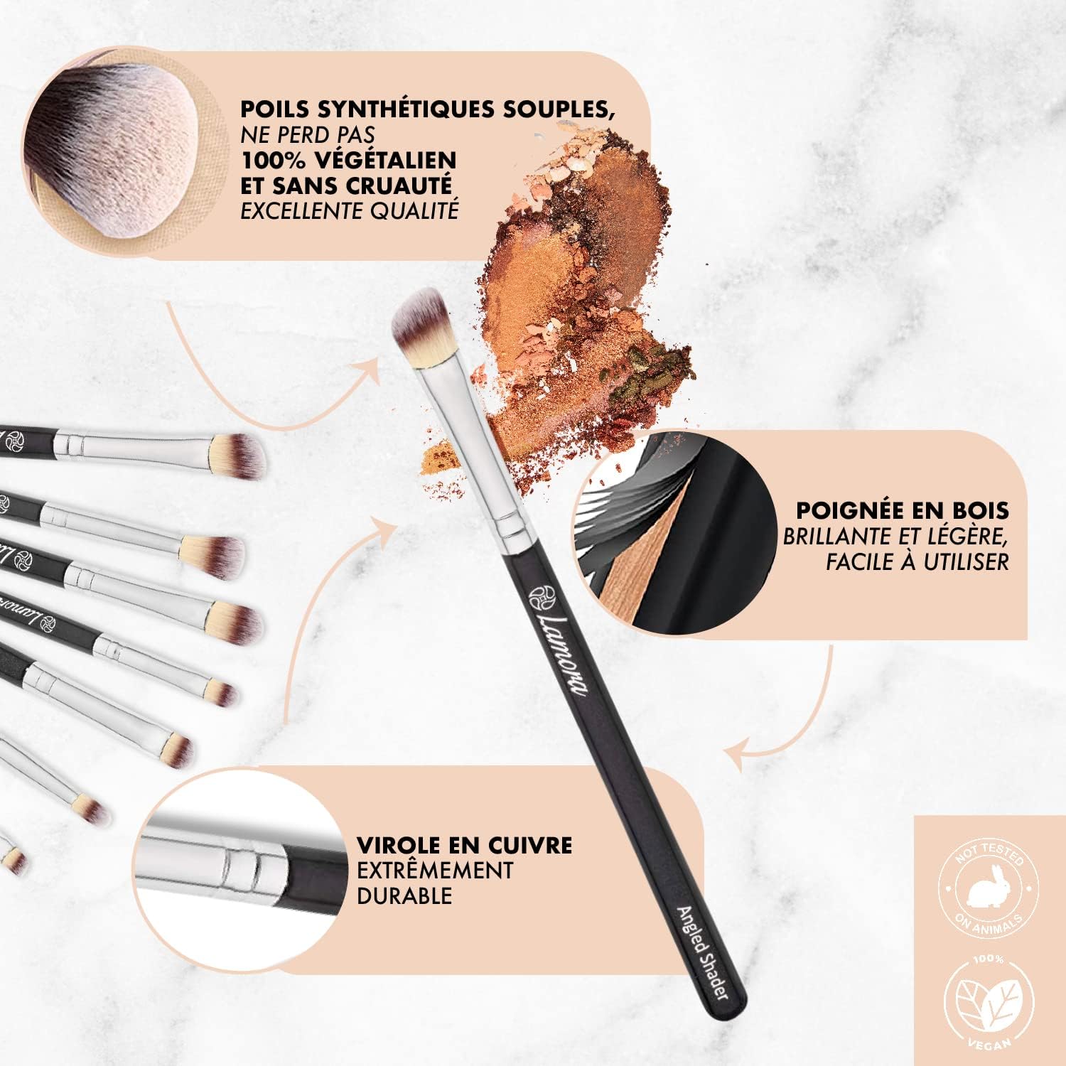 Set de pinceaux de maquillage pour les yeux : maîtrisez l'art du fard à paupières et de l'eyeliner avec ce kit essentiel de 7 pièces aux poils soyeux – Image 4