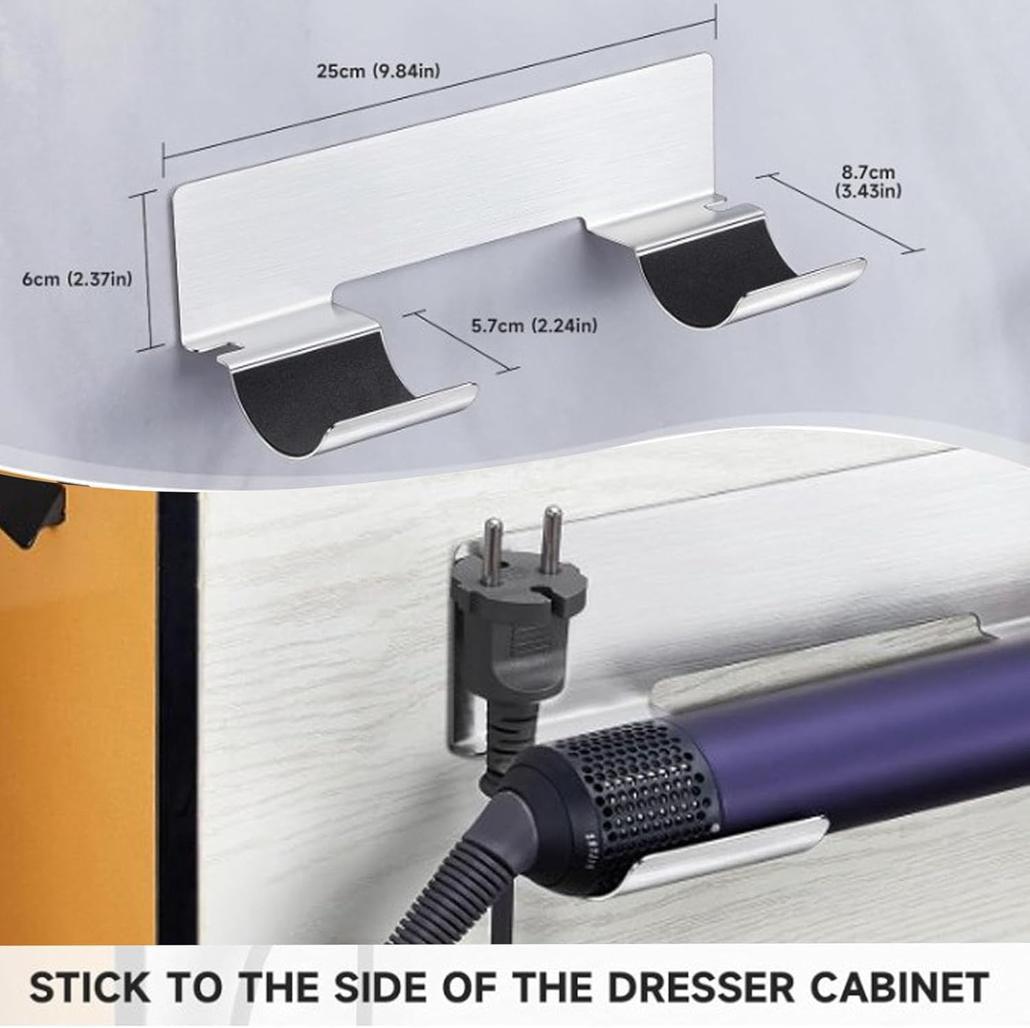 Organiseur d'accessoires pour cheveux : support mural en acier inoxydable, peu encombrant et idéal pour un rangement efficace dans votre salle de bain – Image 4