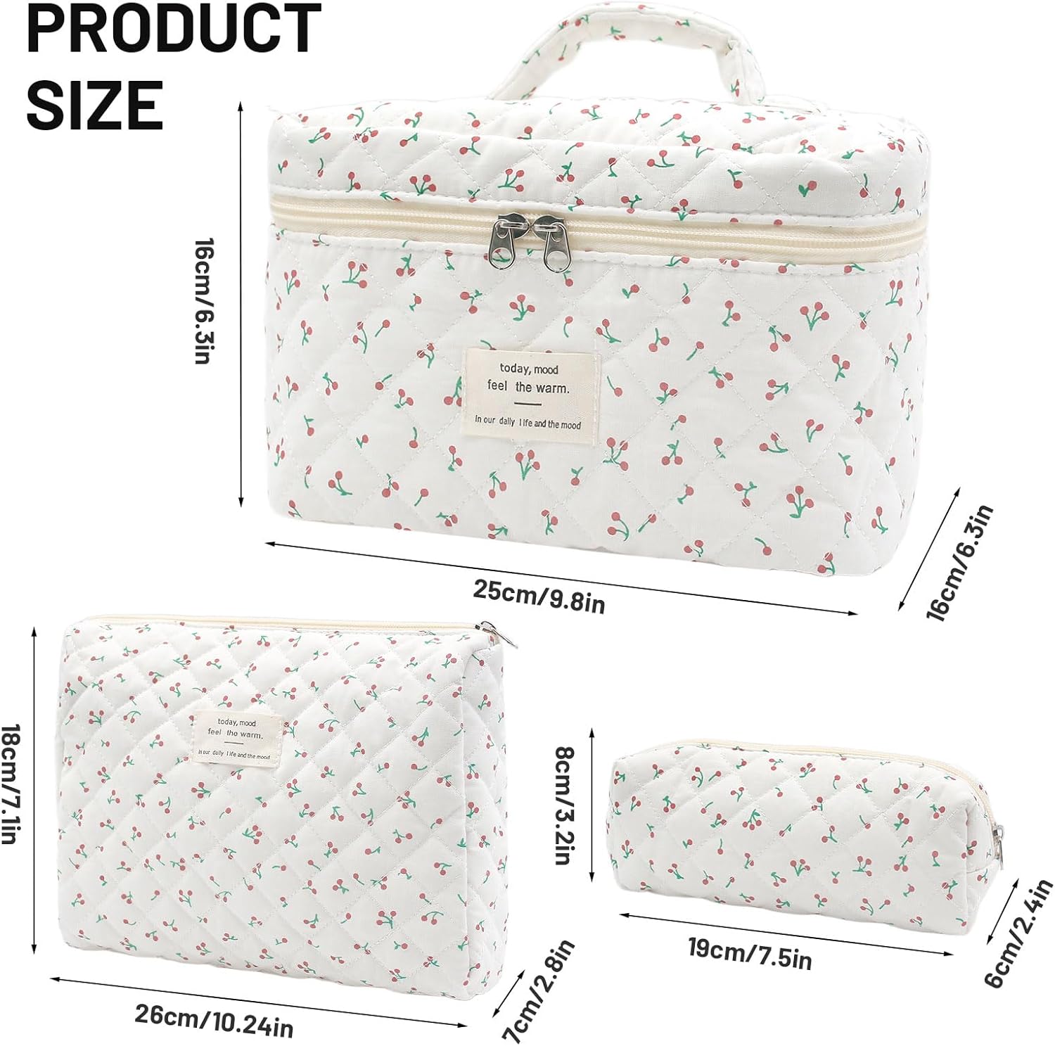 Trousse de toilette pour femme : lot de 3 avec motif floral, idéale pour le quotidien et les voyages – Image 2