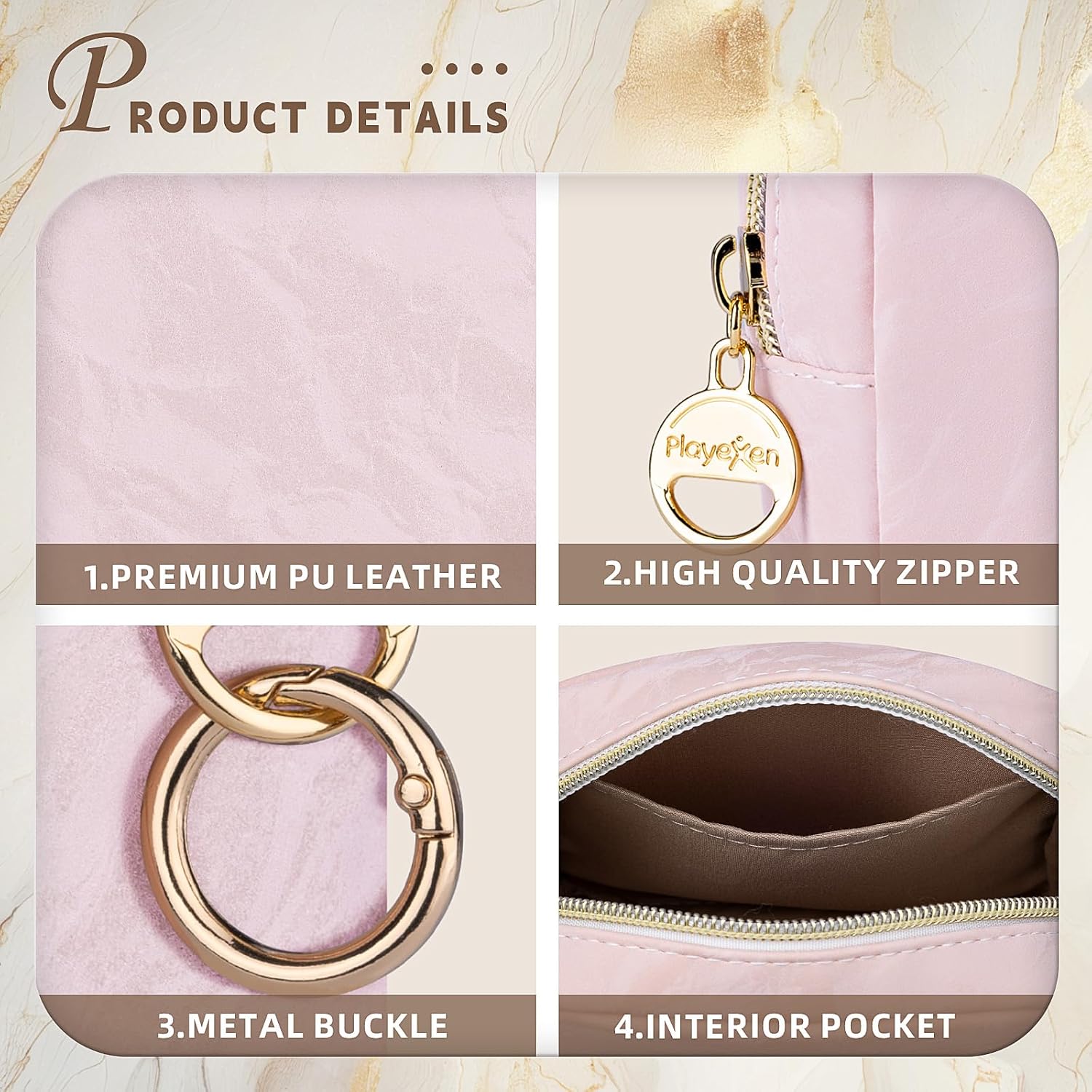 Mini pochette maquillage en cuir : élégante trousse de rangement pour femme en voyage – Image 3
