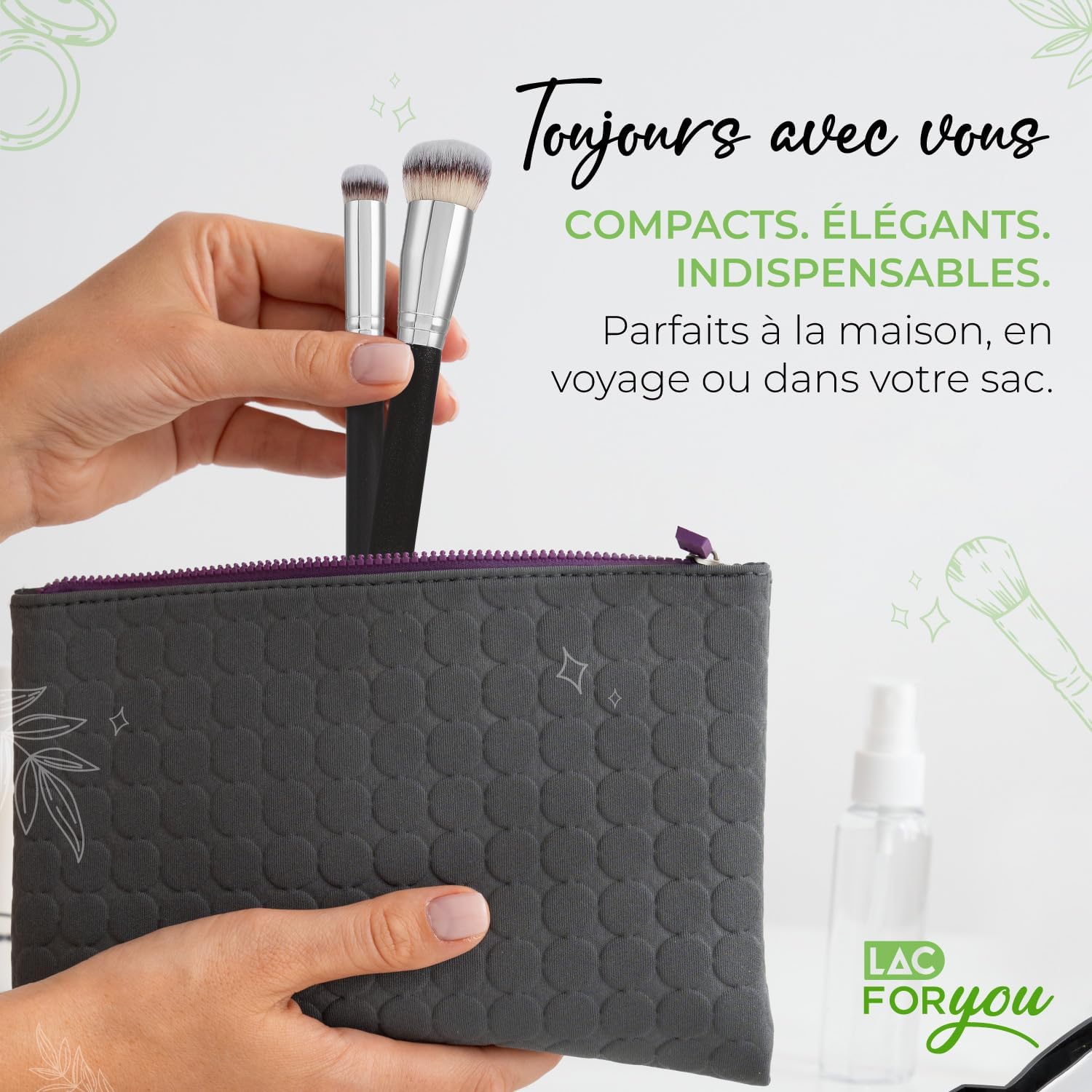 Pinceaux de maquillage professionnels : set 2 pièces pour un teint parfait Découvrez le pinceau fond de teint oblique et le pinceau anti-cernes yeux, adaptés aux passionnées de maquillage recherchant un fini impeccable grâce à des poils denses et un manche cylindrique ergonomique. – Image 7