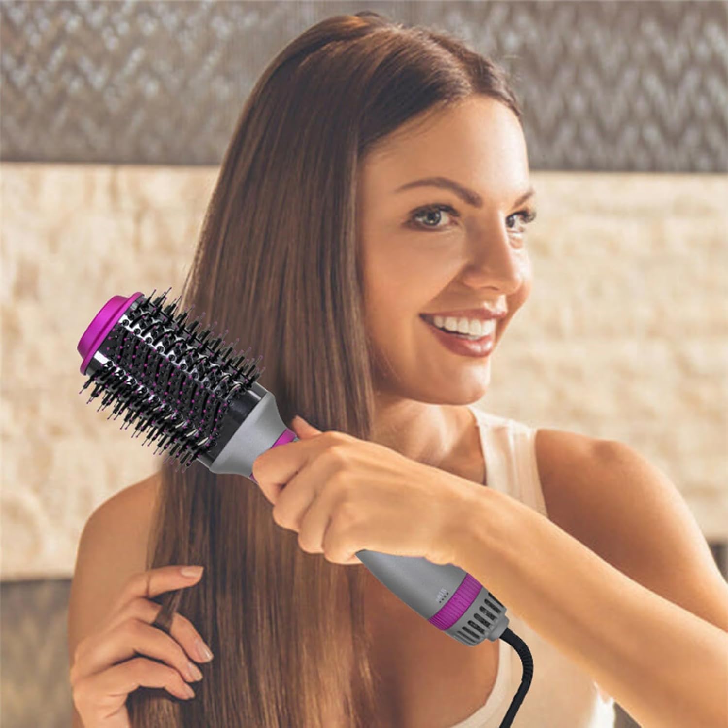 Brosse soufflante 4 en 1 pour un brushing rapide et lisse à domicile Découvrez la puissance de 1200W pour un coiffage salon sans effort – Image 9